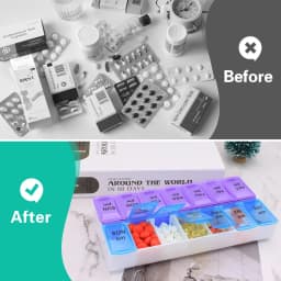 Weekly Pill Organizer 7 Day AM/PM – 2 Pack 14 Compartments Medicine Case, Removable Pill Box with Date Labels, Large Capacity, Durable Tight-Lid Design, Easy To Identify for Daily Medication