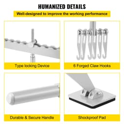 SucceBuy Dent Pull Bar 6 Claw Hook Dent Puller Single Leg Levelling Portable Dent Pull Bar Aluminum Alloy for Car Dent Repairing