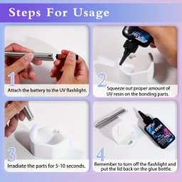 100g UV Resin Kit, Quick-Drying Epoxy Adhesive, Suitable For Beginners And Secondary Bonding; 100g Adhesive, Coloured UV Resin (White, Black And Red), Comes With A Pen-Style UV Lamp, Suitable For Resin Casting And Jewellery Casting.