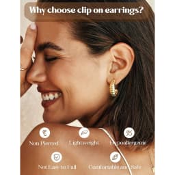 Clip On Earrings for Women 14K Gold Plated Clip Earrings Non Pierced Ears Clips CZ Pearl Knot Twist Chunky Hoop and Studs Earring Set Hypoallergenic Fake Earings Jewelry