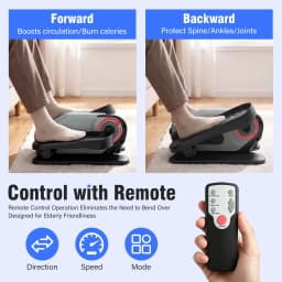 Portable Under-Desk Elliptical Machine No-Assembly Smart Elliptical Electric for Home Manual 12-Speed + Auto 15-Speed Dual-Mode Resistance Forward Reverse Remote Control for Rehabilitation Body Shaping & Cardio Fitness