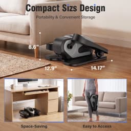 Portable Under-Desk Elliptical Machine No-Assembly Smart Elliptical Electric for Home Manual 12-Speed + Auto 15-Speed Dual-Mode Resistance Forward Reverse Remote Control for Rehabilitation Body Shaping & Cardio Fitness