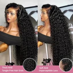 100% Human Hair Malaysian Remy Hair 40 42 Inch Deep Wave Kinky Curly Wigs Pre Plucked HD Transparent Lace 200 Density
