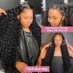 100% Human Hair Malaysian Remy Hair 40 42 Inch Deep Wave Kinky Curly Wigs Pre Plucked HD Transparent Lace 200 Density