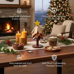 Star Wooden Christmas Tree Shaped Coasters For Home / Entryway Decor, Dinner Table Or Coffee Table. Heat-Resistant Wooden Trivets For Hot Dishes Wooden Tree Trivets Set For Hot Pans, Bowls Or Plates.