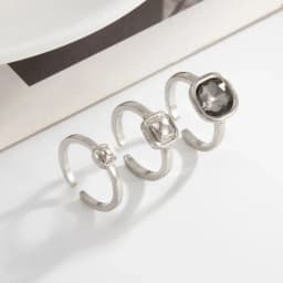Women Minimalist Acrylic Rhinestone Open Ring, Korean‑Style Geometric Adjustable Knuckle Ring, Fashion Jewelry Accessory, Ideal Gift for Party and Daily Occasions