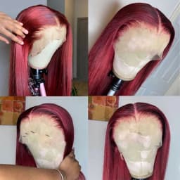 Burgundy 99J 13X6 HD Lace Front Wigs Human Hair Indian Bone Straight Human Hair Wig Pre Plucked Red Colored Lace Frontal Wigs
