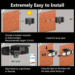 1/2 Pack Solar Outdoor Motion Sensor Lights, 3 Heads 270° Wide Angle Security Flood Lights, IP44 Solar Powered Street Area Light with 3 Lighting Modes for Yard Patio Garage Driveway Walkway