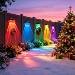 4 Sets of Solar Four-Head Wall Lights, Solar Fence Lights, Outdoor High-Brightness Upgraded Version, 4 LED Lenses, Solar Garden Lights, Optional Warm White/Cold White/RGB, Suitable for Solar Wall Lights in Backyards, Gardens, Steps and Railings