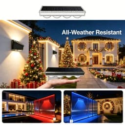 4 Sets of Solar Four-Head Wall Lights, Solar Fence Lights, Outdoor High-Brightness Upgraded Version, 4 LED Lenses, Solar Garden Lights, Optional Warm White/Cold White/RGB, Suitable for Solar Wall Lights in Backyards, Gardens, Steps and Railings