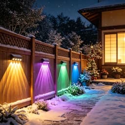 4 Sets of Solar Four-Head Wall Lights, Solar Fence Lights, Outdoor High-Brightness Upgraded Version, 4 LED Lenses, Solar Garden Lights, Optional Warm White/Cold White/RGB, Suitable for Solar Wall Lights in Backyards, Gardens, Steps and Railings