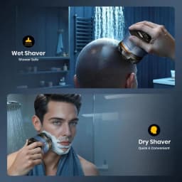 Magnetic 6D rotating razor | Rechargeable bald shaver, facial beard trimmer, IPX7 waterproof, silent motor, magnetic blade haircut set | Boyfriend gift first choice, Father's Day gift