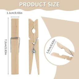 30 PCS Clothes Pins, 2.9 Inch Wooden Clothespins for Laundry Drying Picture Hanging, Natural Wood Color, Heavy Duty Rust Resist