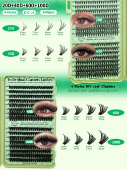 Lashsun 2522pcs Cluster Eyelashes Set, 14 Styles Including Cat Eye, Sheer, Cartoon, Thick, Bottom, Spiky Lashes, With Eyelash Glue, Makeup Remover, Eyelash Curler, Suitable For Beginners And Professionals, Easy DIY At Home, Daily Makeup Application