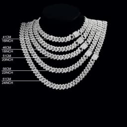 20-Inch Double-Drain Cuban Chain Unisex Ice-Frozen Edition Sparkling Diamond-Shaped Hip-Hop Style Cuban Necklace Jewelry