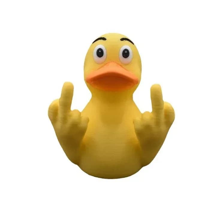 Duck for Jeep Car Truck Dashboard Interior Middle Finger Duck Rubber Ducks Finger Bidem with Us Flag Pattern Small Yellow
