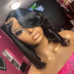 HD Lace Straight Human Hair Wigs 250% Bone Straight Short Glueless Wigs 13x6 HD Lace Front Wig With Baby Hair Pre Plucked Pre Bleached Silky Straight Unprocessed Black HD Lace Wigs For Women Halloween Wigs For Girl