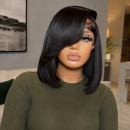 HD Lace Straight Human Hair Wigs 250% Bone Straight Short Glueless Wigs 13x6 HD Lace Front Wig With Baby Hair Pre Plucked Pre Bleached Silky Straight Unprocessed Black HD Lace Wigs For Women Halloween Wigs For Girl