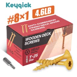 4.6Lbs Yellow Zinc Plated Torx Wood Screws Self‑Tapping Star Drive Chipboard Screws Rust Resistant Fasteners for Woodworking Carpentry DIY Projects