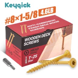 4.6Lbs Yellow Zinc Plated Torx Wood Screws Self‑Tapping Star Drive Chipboard Screws Rust Resistant Fasteners for Woodworking Carpentry DIY Projects