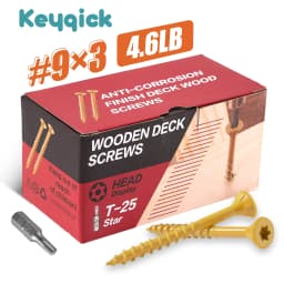4.6Lbs Yellow Zinc Plated Torx Wood Screws Self‑Tapping Star Drive Chipboard Screws Rust Resistant Fasteners for Woodworking Carpentry DIY Projects