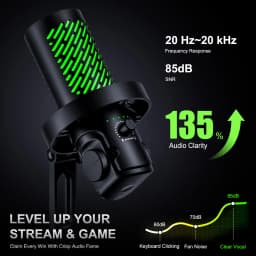 Tenlamp RGB USB Streaming Microphone, Professional Condenser Mic for PC Mac, Gaming Audio Equipment for Laptop Desktop Recording Podcasting YouTube Vlog Live Streaming Studio
