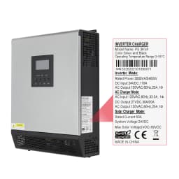 ECGSOLAX 3KVA PS‑3K 120V Hybrid Solar Inverter Charger 24V DC to 120V AC Pure Sine Wave Off‑Grid Inverter Built‑in Solar & AC Battery Charger for Home Power Backup