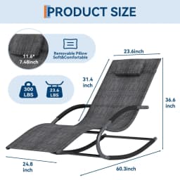 Outdoor Lounge Chair, Patio Chaise Rocking Chair, Recliner All-Weather Yard Pool