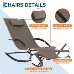 Outdoor Lounge Chair, Patio Chaise Rocking Chair, Recliner All-Weather Yard Pool