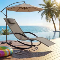 Outdoor Lounge Chair, Patio Chaise Rocking Chair, Recliner All-Weather Yard Pool