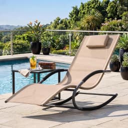 Outdoor Lounge Chair, Patio Chaise Rocking Chair, Recliner All-Weather Yard Pool
