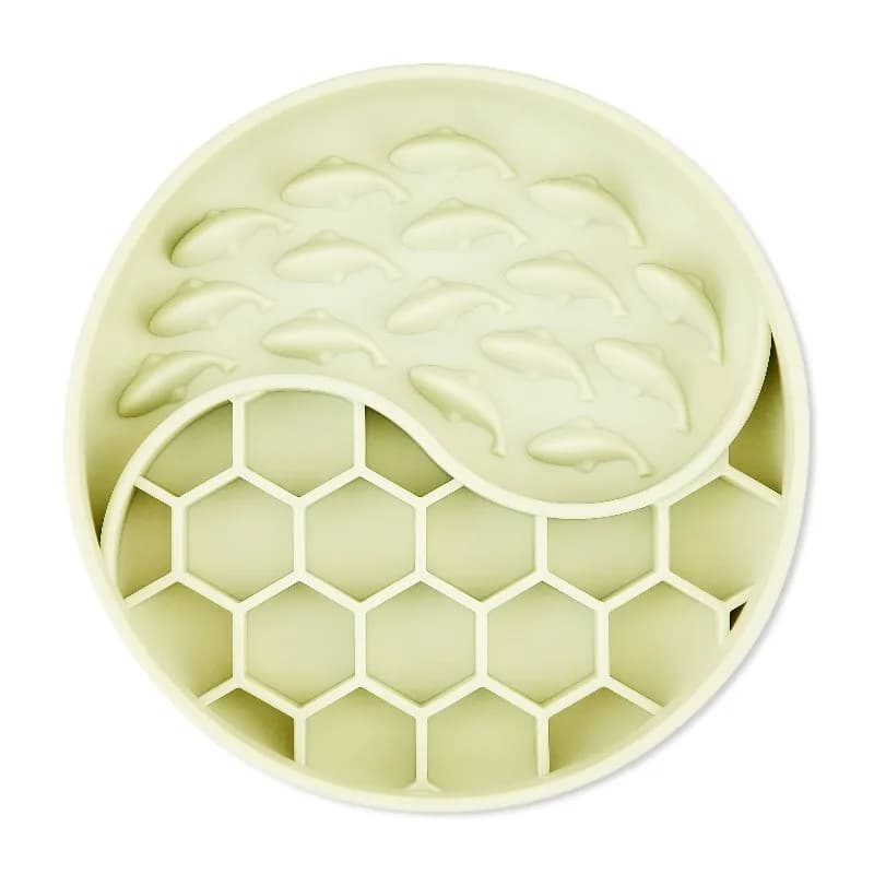 Silicone Slow Feeder Bowl for Pets, Gray Fish