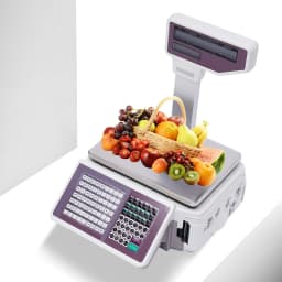 Electronic Weighing Scale With Barcode Printer, Dual Display POS Scale 30kg Capacity, Price Computing Retail Scale For Supermarket Fruit Shop, US Plug