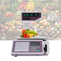 Electronic Weighing Scale With Barcode Printer, Dual Display POS Scale 30kg Capacity, Price Computing Retail Scale For Supermarket Fruit Shop, US Plug