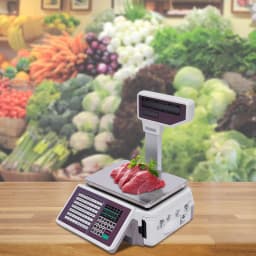 Electronic Weighing Scale With Barcode Printer, Dual Display POS Scale 30kg Capacity, Price Computing Retail Scale For Supermarket Fruit Shop, US Plug