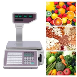 Electronic Weighing Scale With Barcode Printer, Dual Display POS Scale 30kg Capacity, Price Computing Retail Scale For Supermarket Fruit Shop, US Plug