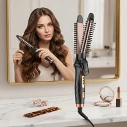 New Type of Multi-Functional LED PTC Hair Styling Tool - Electric Hair Curler and Straightening Comb - Suitable for Both Home Use and Travel