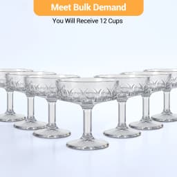 12 PCS Embossed Coupe Glasses, 5.4oz Lead-Free Crystal Cocktail Glasses for Martini Whiskey Dessert Embossed Coupe Glasses