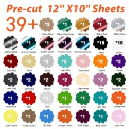 HTVRONT HTV Heat Transfer Vinyl Bundle 80 Pack 12' X 10' Iron on Vinyl for T-Shirt, 39 Assorted Colors with Vinyl Accessories Tweezers for Silhouette Cameo or Heat Press Machine