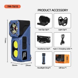 Dual Light Source Motion Sensor Headlamp, 7 Lighting Modes 500 Lumens LED Headlight, 180° Rotatable & Magnetic Head Lamp, Type-C Rechargeable 700mAh IPX4 Waterproof, 80g Lightweight for Camping, Running, Fishing, Repair