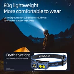 Dual Light Source Motion Sensor Headlamp, 7 Lighting Modes 500 Lumens LED Headlight, 180° Rotatable & Magnetic Head Lamp, Type-C Rechargeable 700mAh IPX4 Waterproof, 80g Lightweight for Camping, Running, Fishing, Repair