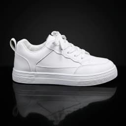 Women White Platform Sneakers 2026 New Fashion Lace Up Skate Shoes Ladies Light Soft Leather Casual Walking Shoes Non Slip Flat Sole All Match Daily Outdoor Comfy Versatile White Trainer Footwear Trendy Minimalist Basic White Sneakers for Daily Travel Sho