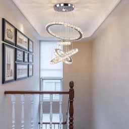 4-Ring Crystal Chandelier, Dimmable LED Pendant