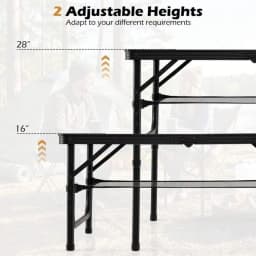 3 FT Folding Camping Table Adjustable Height Portable Picnic Side Table with Storage Net Carry Handle Heavy Duty Aluminum Frame for Outdoor Beach Tailgate BBQ Patio