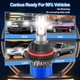 Roadsun Car LED Headlight Bulbs 120W 22000LM CANBUS Super Bright 9007/HB5 High&Low Beam LED Car Headlamps 6000K DC12V 3570 CSP Chips Auto Light Bulbs Universal Fit For Car Motors