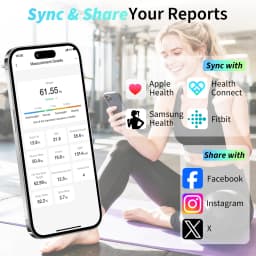 Arboleaf Smart Body Fat Scale, 4-Electrode BIA Digital Bathroom Weight Scale, 14 Body Metrics, 7-in-1 Display, APP Sync, 11×11 Inch
