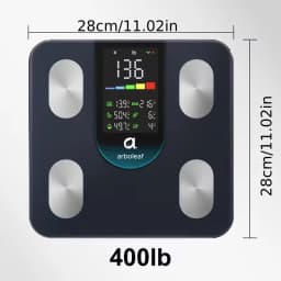 Arboleaf Smart Body Fat Scale, 4-Electrode BIA Digital Bathroom Weight Scale, 14 Body Metrics, 7-in-1 Display, APP Sync, 11×11 Inch