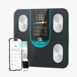 Arboleaf Smart Body Fat Scale, 4-Electrode BIA Digital Bathroom Weight Scale, 14 Body Metrics, 7-in-1 Display, APP Sync, 11×11 Inch