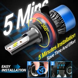 Roadsun Car LED Headlight Bulbs 120W 22000LM CANBUS Super Bright H13/9008 High&Low Beam LED Car Headlamps 6000K DC12V 3570 CSP Chips Auto Light Bulbs Universal Fit For Car Motors