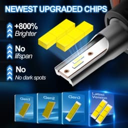 Roadsun Car LED Headlight Bulbs 120W 22000LM CANBUS Super Bright H13/9008 High&Low Beam LED Car Headlamps 6000K DC12V 3570 CSP Chips Auto Light Bulbs Universal Fit For Car Motors